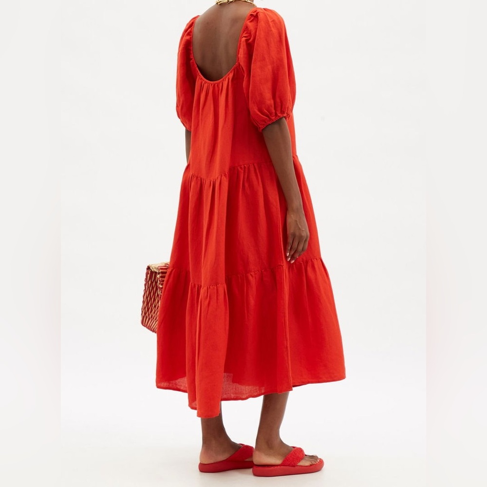 SOLID & STRIPED Puff-Sleeve Banded-Lawn Trapeze Dress - Picture 10 of 11